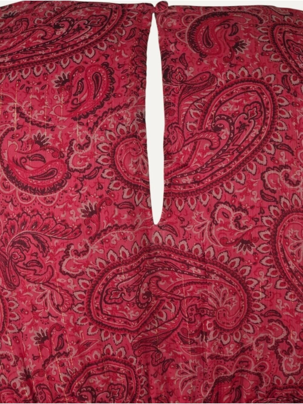 Torrid 1X Pink Paisley Lurex Chiffon Tiered Mini Dress NWT - Picture 7 of 10